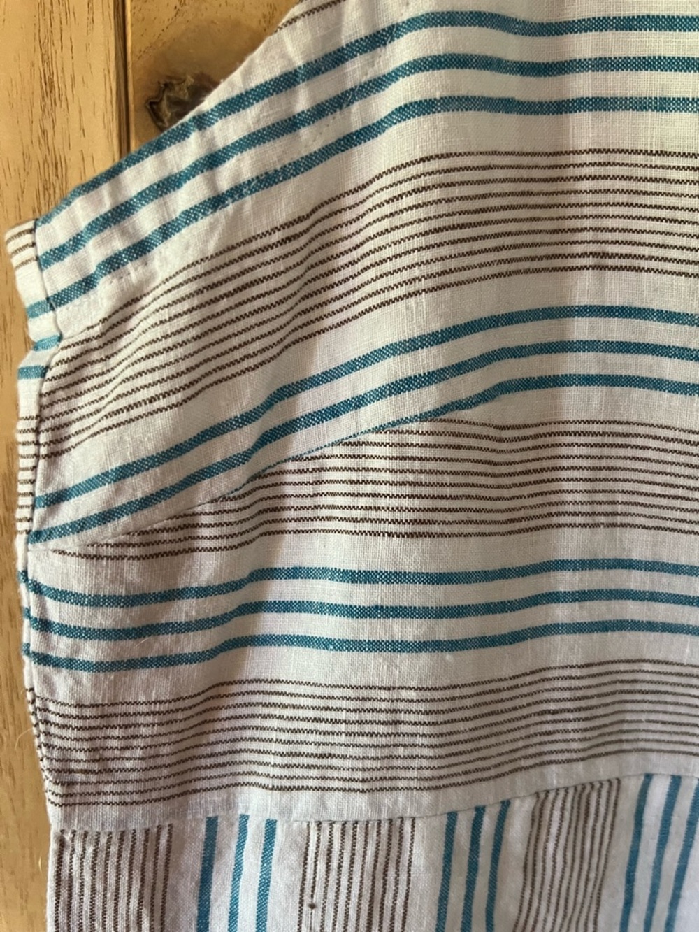 J.Jill Striped Sleeveless Linen Dress in White and Teal, Size M - Picture 3 of 10